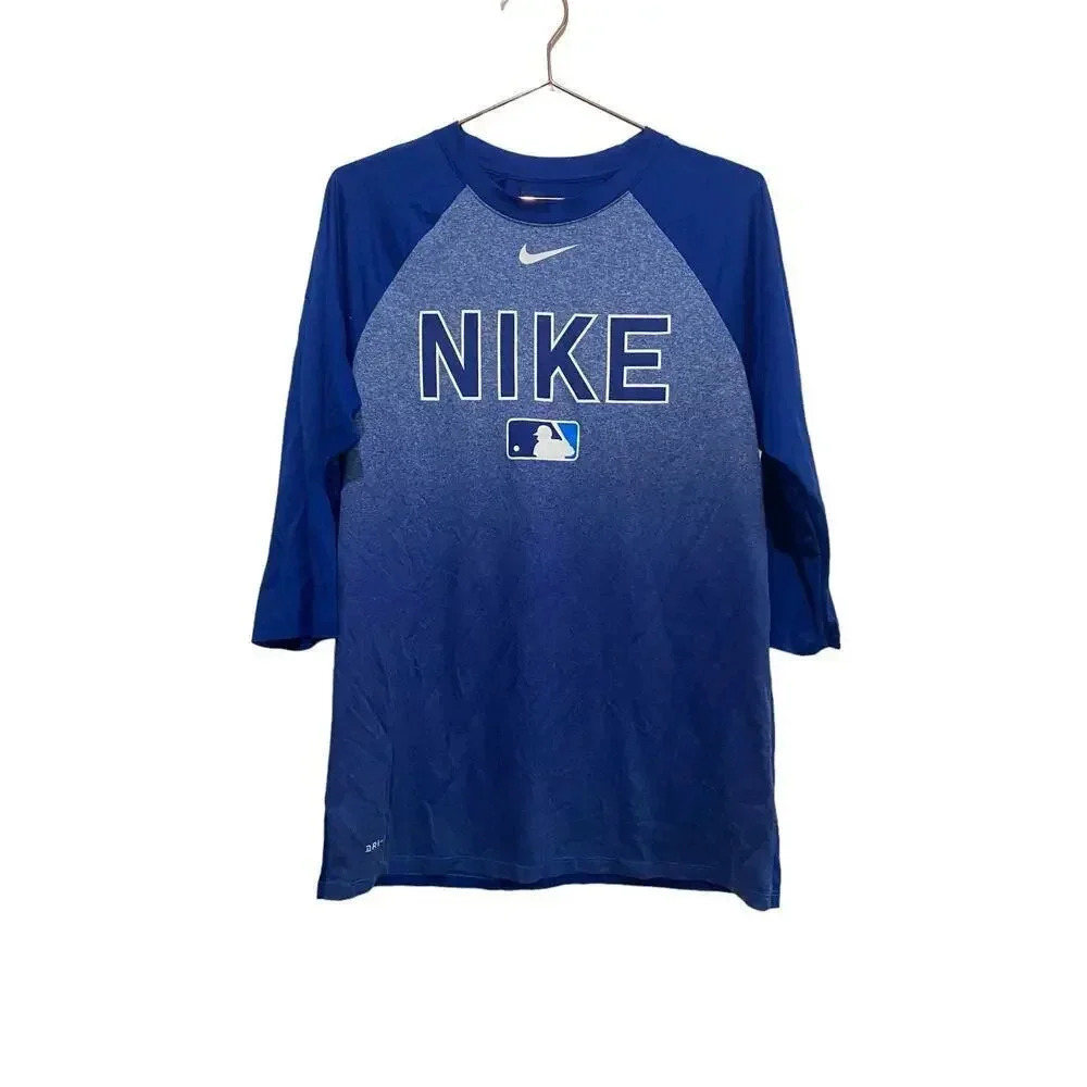 Dodgers Nike Tee Blue 3/4 Sleeve Dri-Fit Baseball Top Size Medium